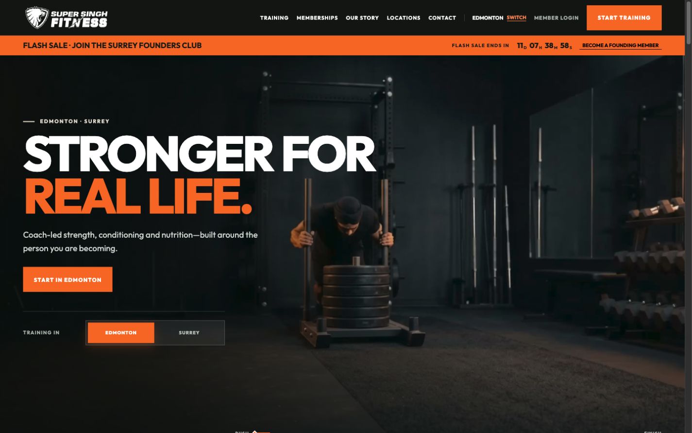 Super Singh Fitness public website homepage